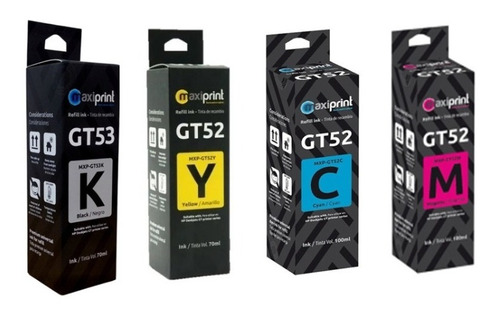 Tinta Maxiprint Compatible Hp Gt52c-y-m/gt53k  (4 Colores)