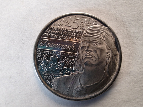 Moneda Canadá 25 Cents 2012 Tecumseh (x1592