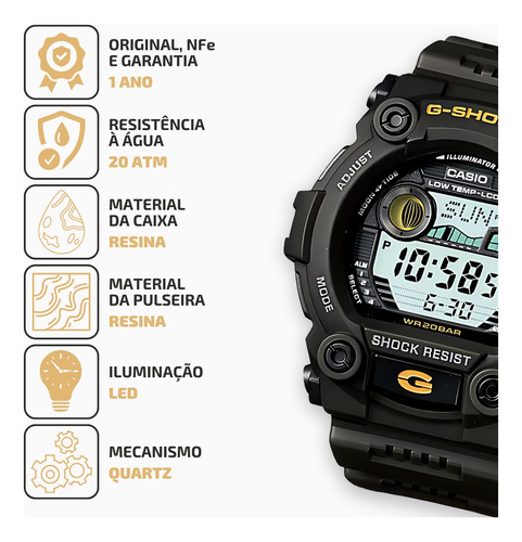 Relogio G-shock G-7900-3dr Gráfico Maré Lunar Resist 200m Verde-militar Verde-militar