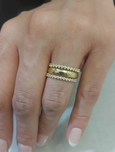 Par De Aparador De Aliança Ouro 18k E Zircônias Delicatto