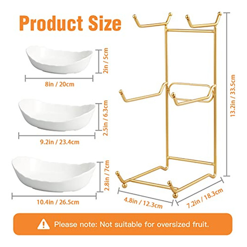 Frutero De Cocina - 3 Niveles Cermica Con Soporte Metlico (o