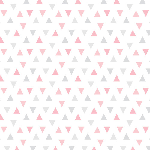 Papel De Parede Adesivo Triângulos Rosa E Cinza 2,70x0,57m