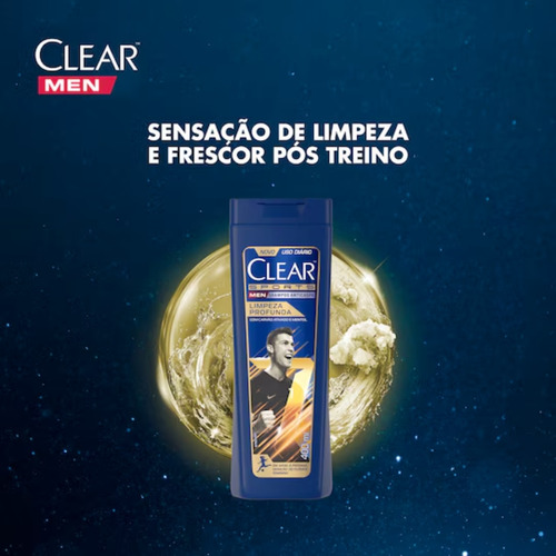 Shampoo Anticaspa Sports Limpeza Profunda 200ml Clear Men