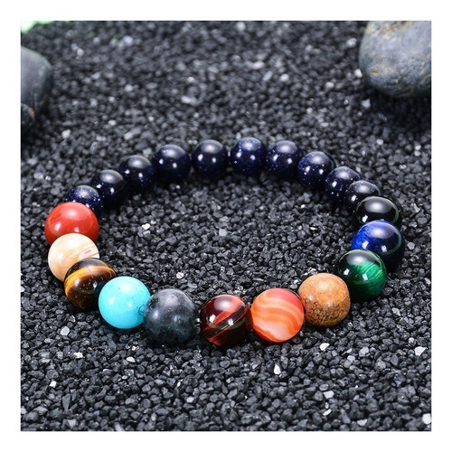 Imagen 4 de 4 de Pulsera Sistema Solar Piedra Natural Chakras 10x8mm