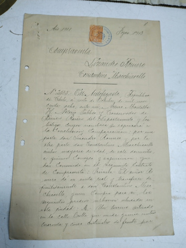 Documento Antiguo 1908 Nacional M