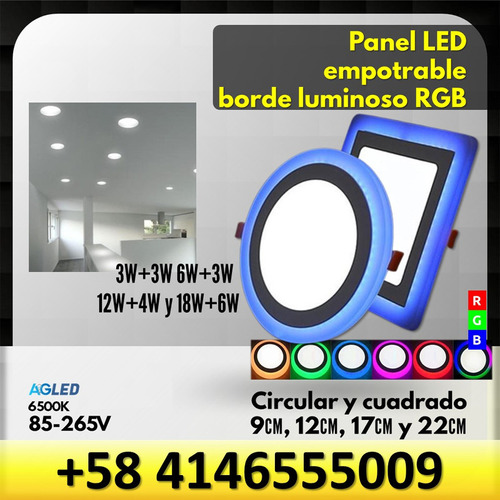 Panel Led Emp Circ Borde Rgb 18w+6w 22cm