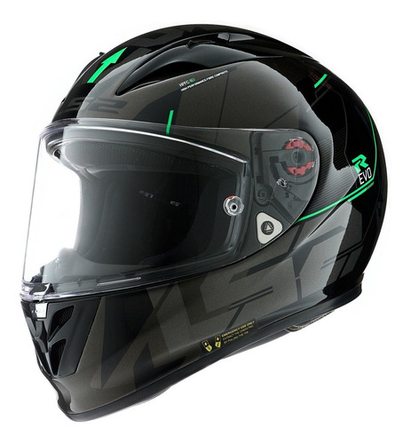 Casco Moto Pista Integral Ls2 323 Evo Techno Verde Pr