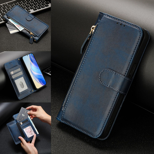 Funda De Piel Con Cierre De Primera Calidad Para Motorola E40, A Prueba De Golpes, Protección De 360°, Cartera, Bloqueo Rfid, Soporte