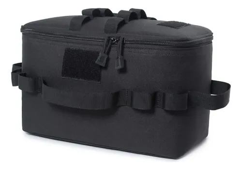 Bolsa De Almacenamiento Para Camping Pinafresa - Gran Capacidad, Poliéster Negro, Para Botella De Gas, Utensilios Y Herramientas (34x19x17 Cm)