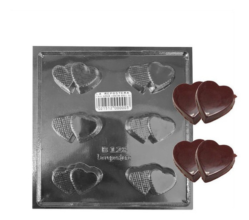 Molde/placa Para Bombon/souvenir Corazon Doble X1