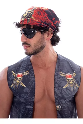 Fantasia De Pirata Masculino Adulto,caribe,jack, Kit 5 Peças