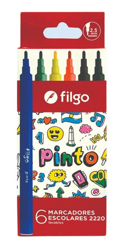 Marcadores Filgo Pinto X 6 Colores Surtidos Escuela