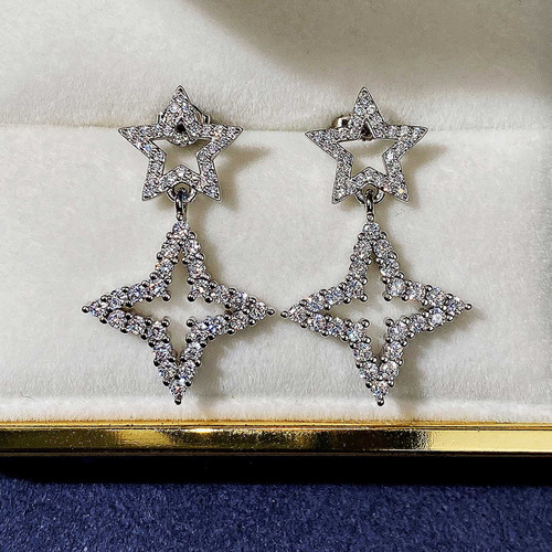 Para Pendientes Con Forma De Estrella De Circonio