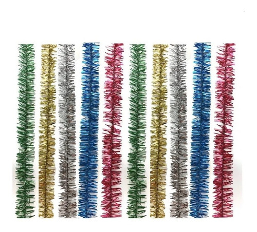 Imagen 1 de 10 de Lameta Colores 3cm Pack X 10 - Boa Guirnalda Deco Navidad