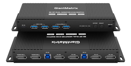 Interruptor Kvm 2 Monitores 2 Computadoras Displayport 4k 24