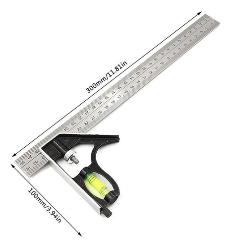 Sc Escuadra Combinada De Acero Inoxidable Con Regla De