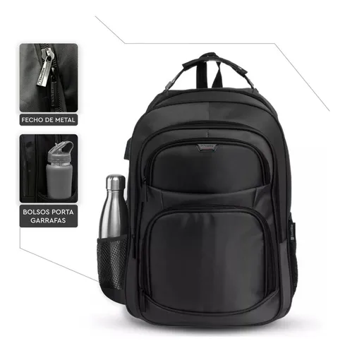 Mochila porta notebook Travel Blue 5658.1 color negro dise o liso 30L