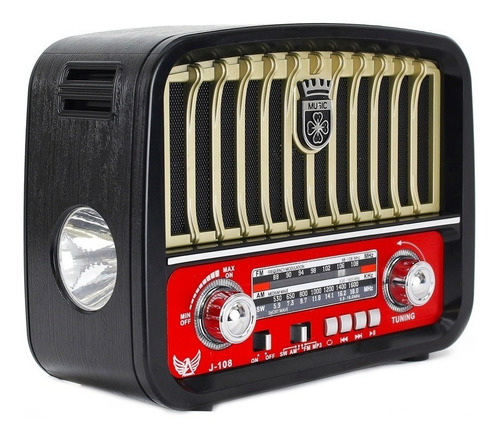 Rádio Retro Vintage Fm Am Usb Sd Bluetooth Bateria J-108t