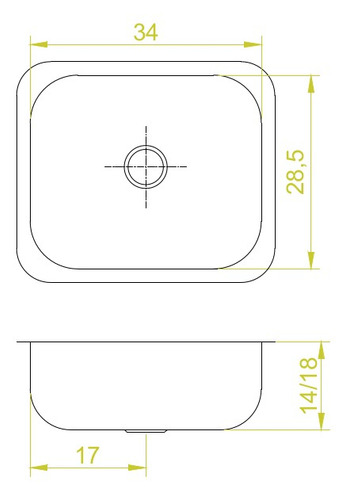 Pileta de cocina simple DHINOX DH28 de acero inoxidable brillante acero