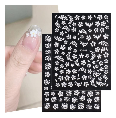 Pegatinas De Arte De Uñas De Flores Diseños De Uñas Blancas