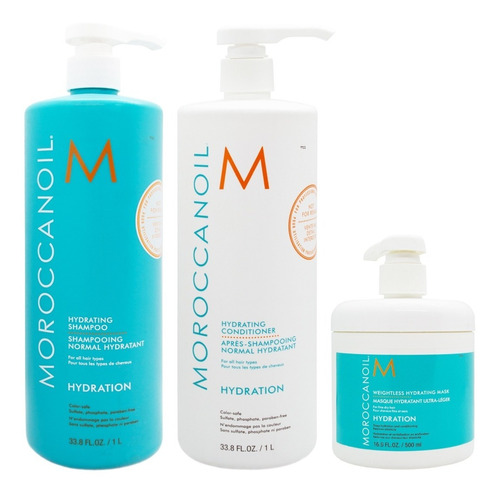 Kit Moroccanoil Hydration Shampoo+acond 1000ml+ Mascara X500