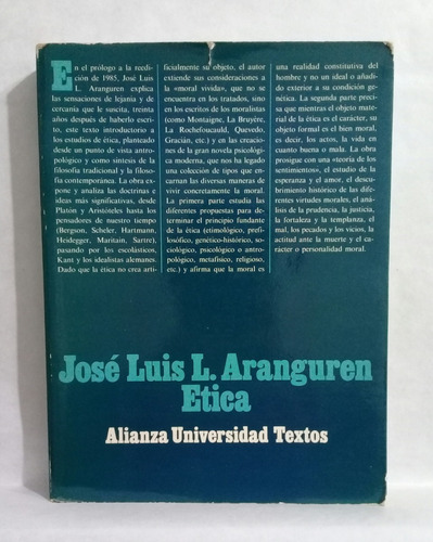 Etica Por Jose Luis L Aranguren Alianza Editorial Filosofia