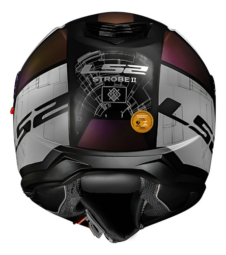 Capacete Ls2 Strobe Ii Ff908 Orion Preto Fosco Roxo Azul