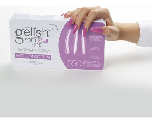 Tips Medium Coffin Soft Gel Caja 550 Piezas By Gelish