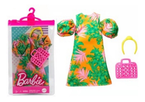 Barbie Moda Ropa Y Accesorios Vestido Diadema Bolsa
