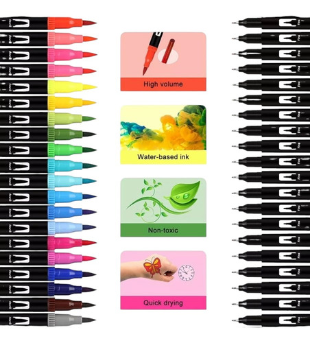 60 Marcadores Dual Tip Brush Pens Mix