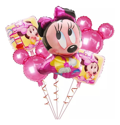 Set Globos Aluminio Minnie Mouse Bebe 5 Piezas Cumpleaños