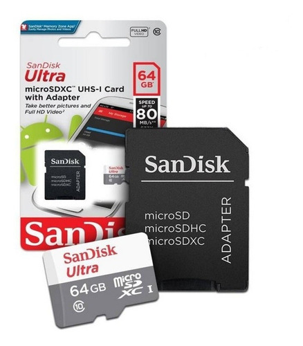 Imagen 2 de 4 de Tarjeta De Memoria Sandisk Ultra 64gb Clase 10 Microsdxc