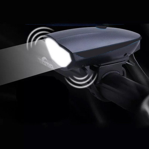 Imagem 3 de 3 de Farol Com Buzina 250 Lm Led Bateria Recarregável Usb Preto