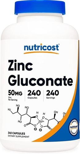 Zinc Gluconate Gluconato 50 Mg 240 Capsulas Importado Usa