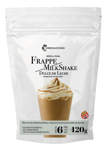 Imagen 5 de 6 de Frappe Milkshake Dulce De Leche 420g Cremuccino Licuado Café