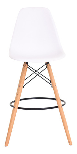 Imagem 4 de 6 de Kit 2 Banquetas Alta Eiffel Eames Preta Base Madeira Várias