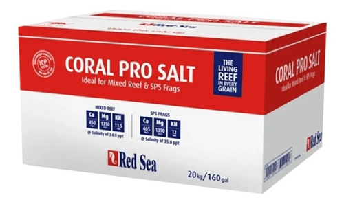 Sal Red Sea Coral Pro 20 Kg Caixa Faz 600l Agua Salgada Reef