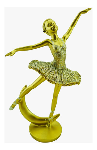 Figura Bailarina Brillo + Luna 19cm Escultura Resina Zn Ct