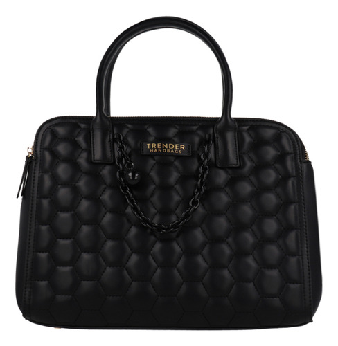 Bolsa De Mano Casual Trender Color Negro Acolchada Mujer