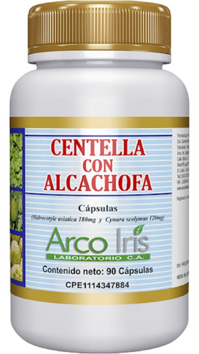 Centella Asiática 180mg Alcachofa 120mg 90 Capsulas Arcoiris