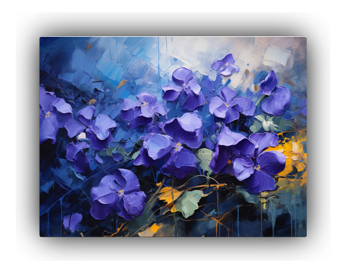 50x40cm Cuadro Abstracto Flores Violetas Estilo Estilo Óleo