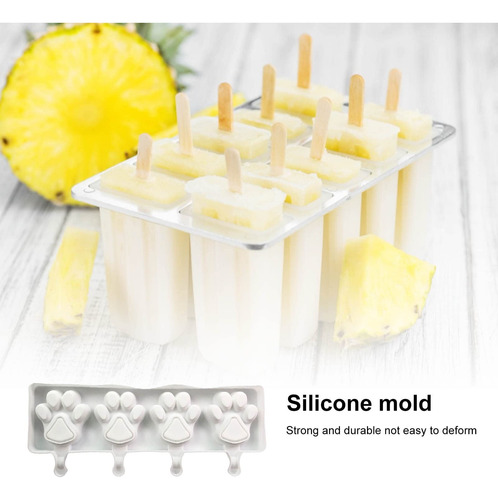 Molde De Silicona For Helado, Con Forma De Pata De Gato, 4