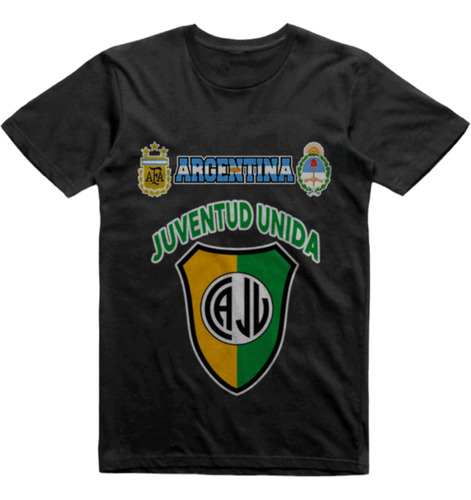 Remera Algodon Negra Juventud Unida Saenz Peña