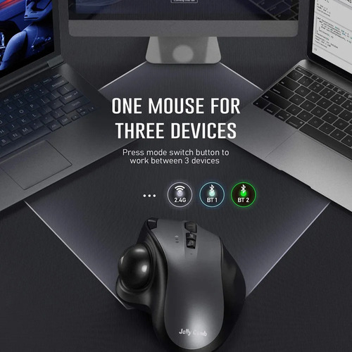 Mouse Trackball Recarregável Sem Fio Bluetooth E 2.4g Pc Mac