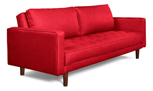 Sofá Cama Salim Makora Beehive De Lino Color Rojo