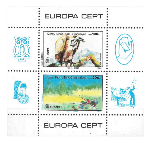 Turquía Chipre 1986 Europa Cept Fauna Aves Naturaleza Bl 5