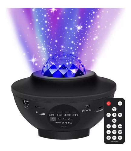 Velador Proyector Parlante Star Led Universo Lampara Galaxia Negro