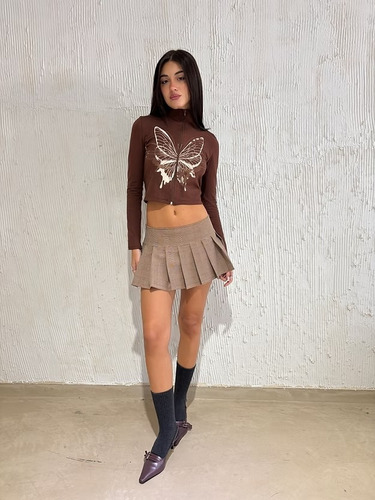 Pollera Falda Mini Tablas Basica Moda Dama Tendencia Mujer
