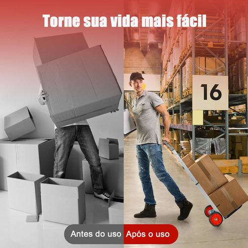 Carrinho De Carga Dobrável 150kg Alumínio Reforçado Plataforma Portátil P/ Transporte Bagagem Multiuso - Stuart