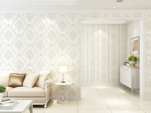 Imagen 1 de 8 de Papel Tapiz Estilo Damasco Europeo Textura Pared Elegante